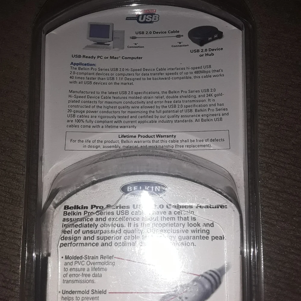 Belkin USB2 Hi-Speed Cable 40 Times Faster New